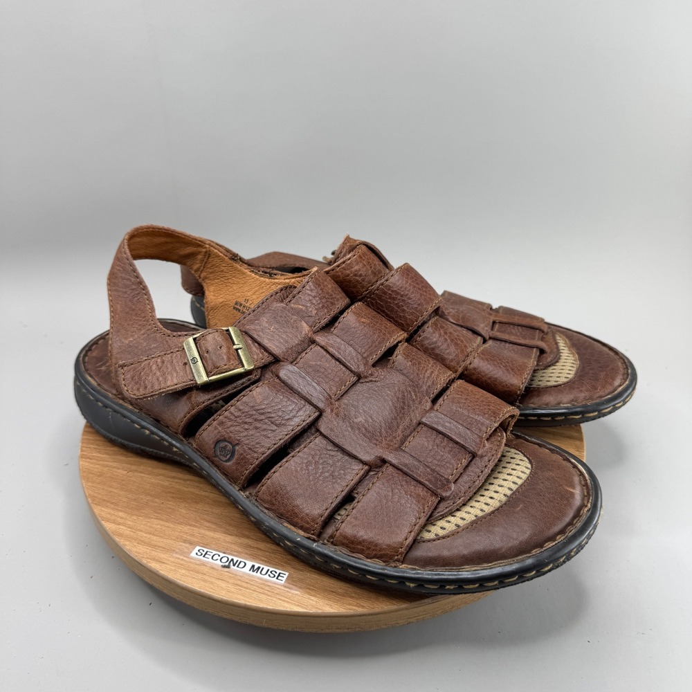 Born Leather Fisherman Sandals Mens 13 Brown H12306 Granola Gorpcore Dadcore